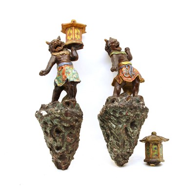 Lot 236 - A pair of Japanese stoneware figures