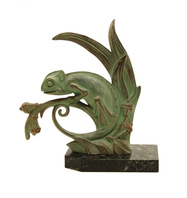 Lot 173 - An Art Deco patinated bronze of a chameleon