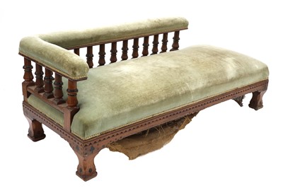 Lot 7 - A Victorian Gothic oak and ebonised daybed