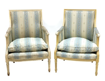 Lot 672 - A pair of painted armchairs