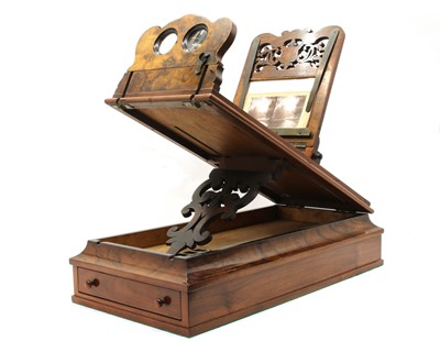 Lot 432 - A Victorian burr walnut stereoscopic viewer