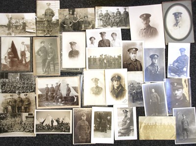 Lot 91 - A box of military photographs some cabinet, some postcards