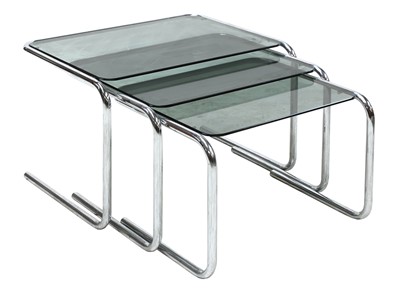 Lot 309 - A nest of three chrome tables