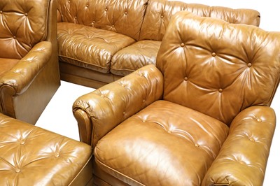 Lot 505 - A Drexel tan leather three-piece suite