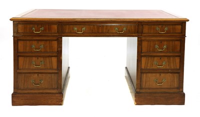 Lot 334 - A modern walnut pedestal desk, mid 20th century