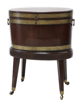 Lot 302 - A George lll oval mahogany wine cooler