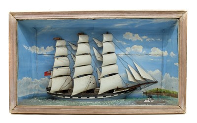 Lot 635 - A diorama of a three masted sailing ship