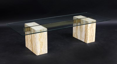 Lot 424 - A glass and marble coffee table