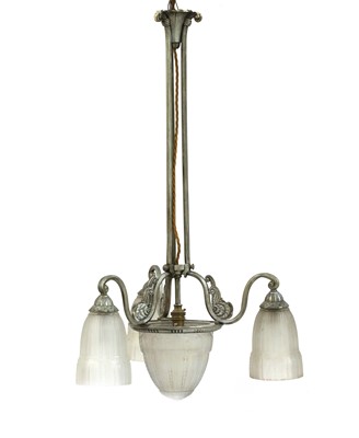Lot 203 - An Art Deco silvered metal hanging light