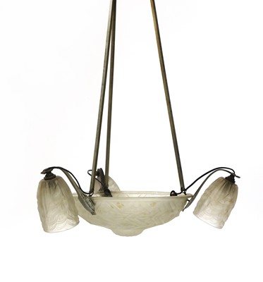Lot 210 - An Art Deco silvered hanging light
