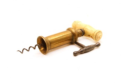 Lot 357 - A Thomason type ivory handled barrel corkscrew