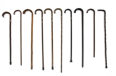 Lot 513 - A collection of ten Edwardian and later walking sticks