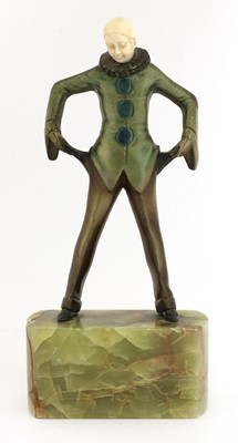 Lot 188 - An Art Deco cold-painted bronze and ivory figure of a Pierrot