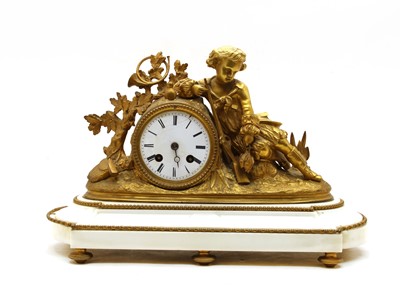 Lot 209 - A Victorian gilt bronze and marble mantel clock