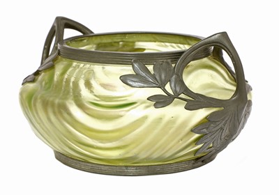 Lot 68 - An Art Nouveau Kralik iridescent moulded glass bowl