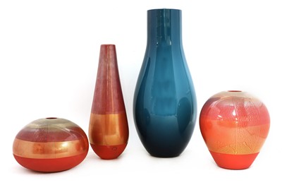 Lot 402 - Three Venini red glass vases