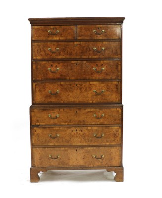 Lot 643 - A George III oak and walnut chest on chest