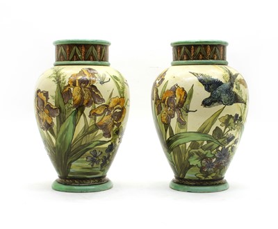 Lot 240 - A pair of Doulton Lambeth faience vases of baluster form