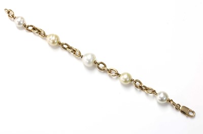Lot 213 - A gold cultured South Sea pearl bracelet