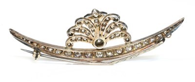 Lot 32 - A late Victorian diamond set crescent and spray brooch, c.1890