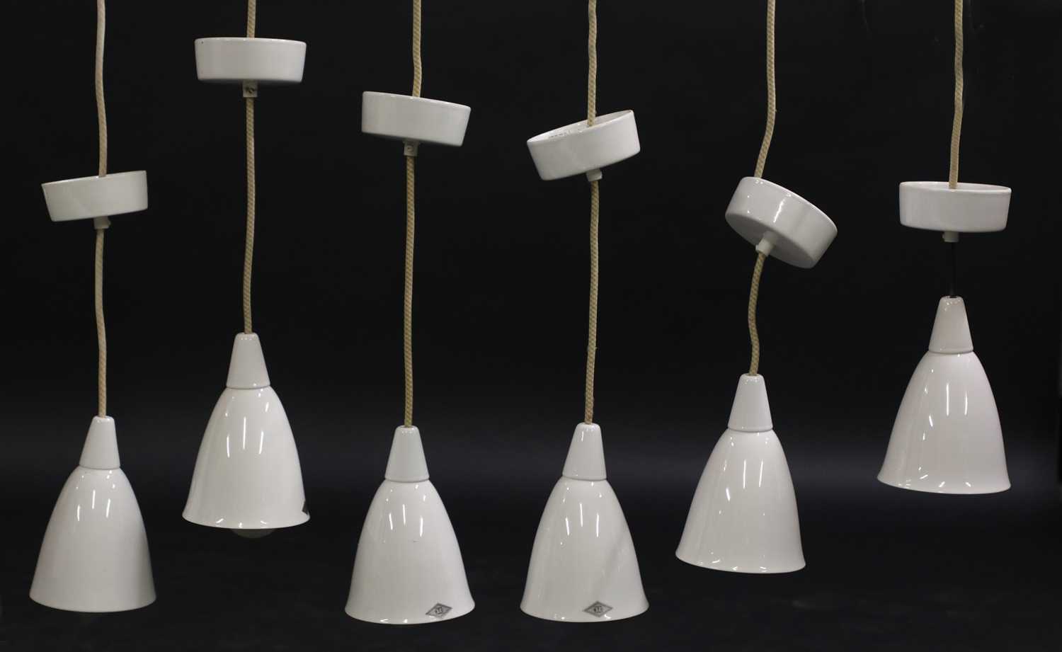 Lot 431 - A set of six 'Model 193N' BTC Original hanging pendant lights