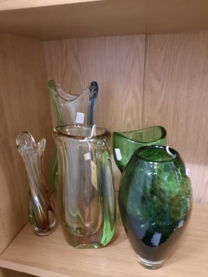 Lot 398 - A collection of ten Scandinavian and Murano glass vases