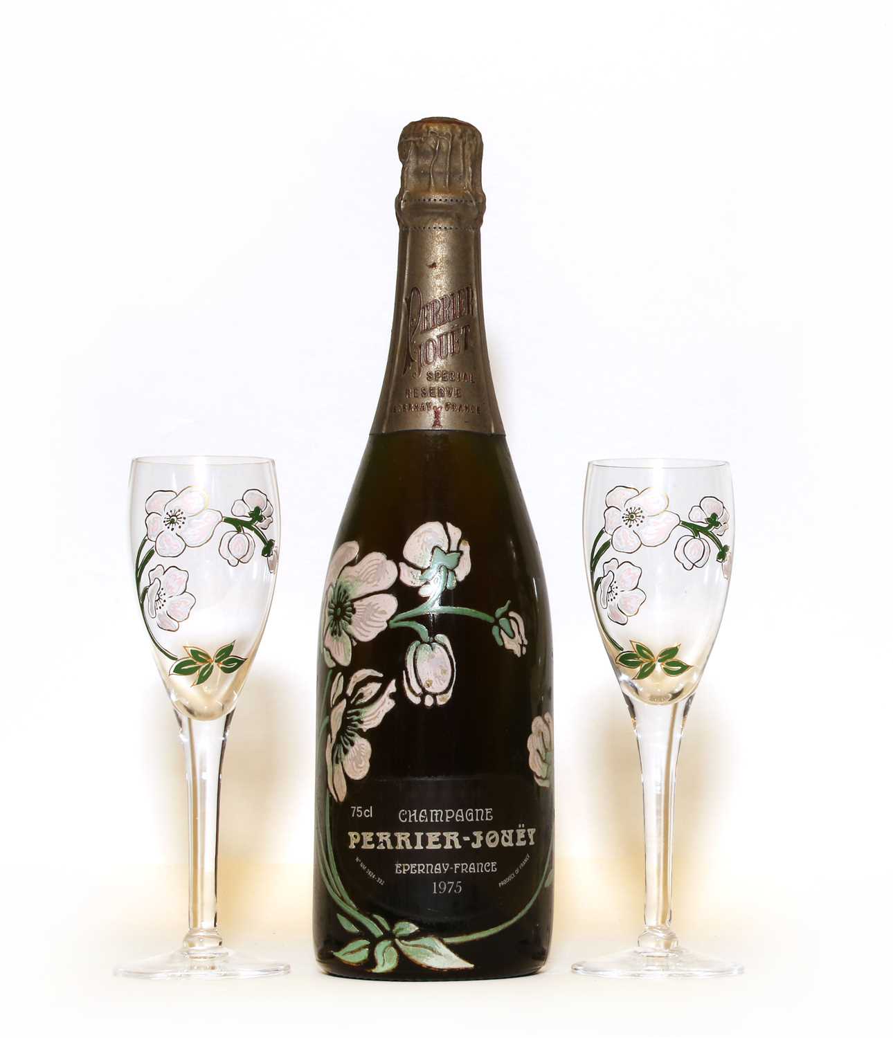 Lot 2 - Perrier-Jouët, Belle Epoque, Epernay, 1975, one bottle together with two champagne flutes