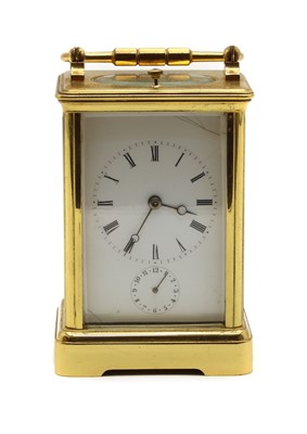 Lot 81 - A French brass cased carriage clock