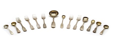 Lot 81 - A set of six Irish silver dessert forks, and other flatware