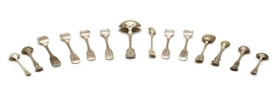 Lot 81 - A set of six Irish silver dessert forks, and other flatware