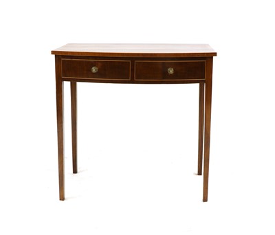 Lot 209 - A George lll inlaid mahogany bow front side table
