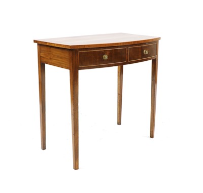 Lot 209 - A George lll inlaid mahogany bow front side table