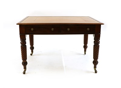 Lot 256 - A library table - brown leather
