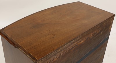 Lot 399 - A George III mahogany, rosewood, crossbanded and line inlaid bow-fronted bachelor's chest
