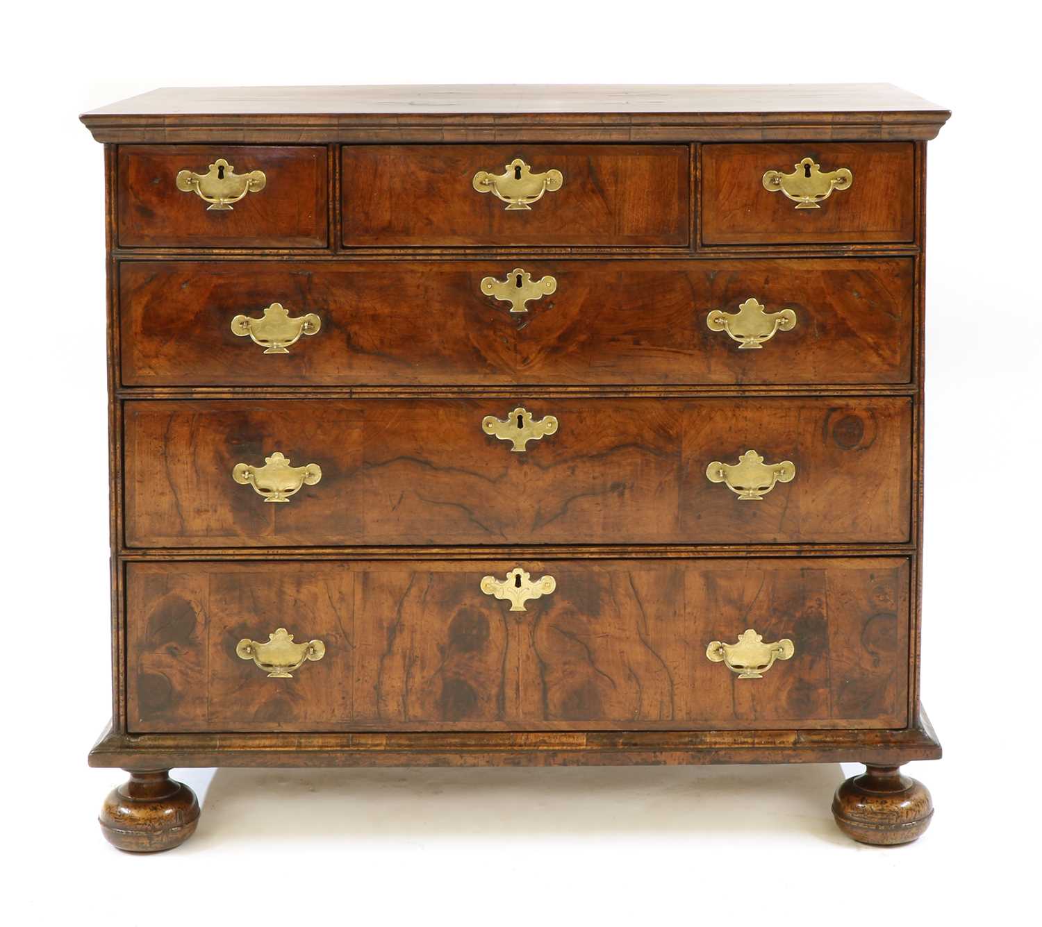 Lot 116 - A William and Mary walnut and oak chest of drawers