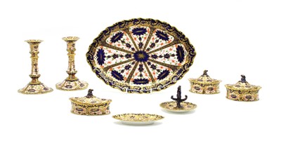 Lot 176 - A Royal Crown Derby Imari pattern porcelain dressing table set