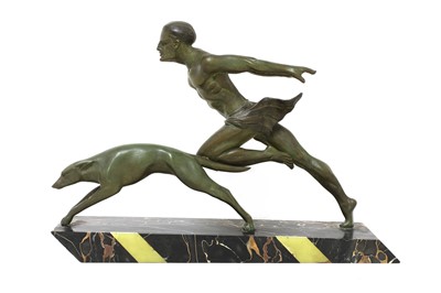 Lot 137 - An Art Deco spelter and marble centrepiece