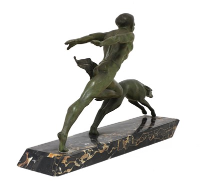 Lot 137 - An Art Deco spelter and marble centrepiece