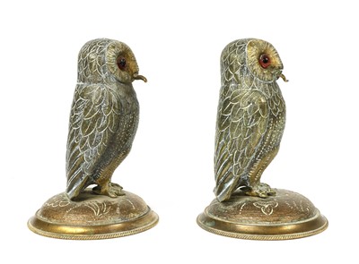 Lot 77 - A pair of gilt metal standing owls