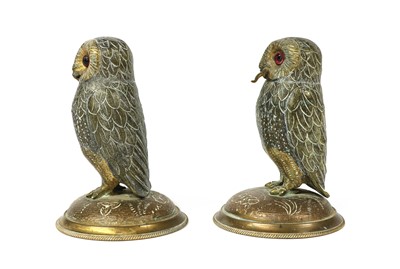 Lot 77 - A pair of gilt metal standing owls