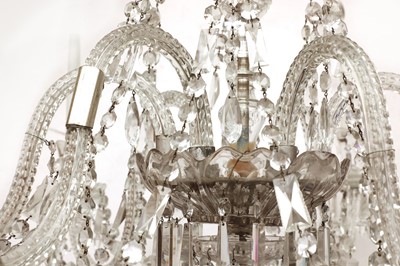 Lot 776 - A large George III-style cut glass six-light chandelier