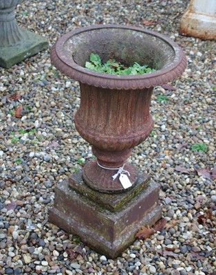 Lot 413 - Cast iron campana form urn