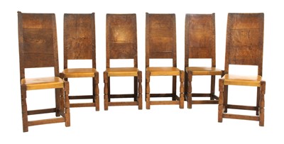 Lot 111 - Six Robert 'Mouseman' Thompson oak dining chairs