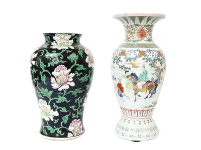 Lot 99 - A Japanese famille noire baluster vase