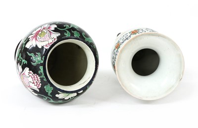 Lot 99 - A Japanese famille noire baluster vase