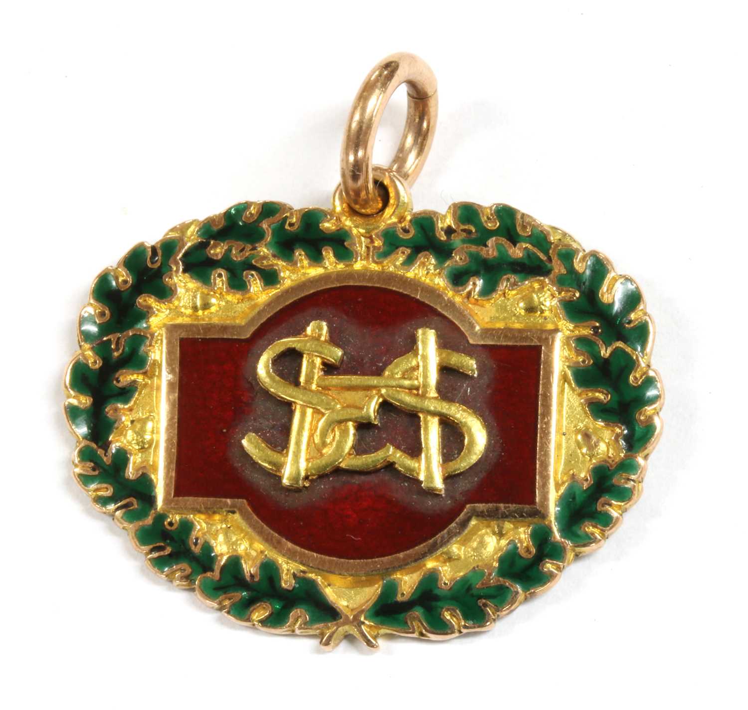 Lot 33 - A 9ct gold enamel long service medal