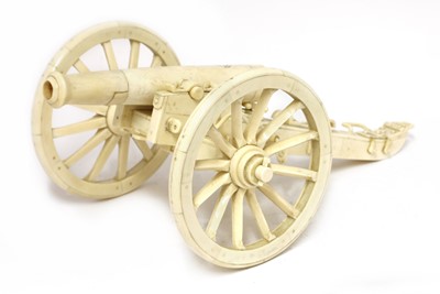 Lot 892 - A good carved bone and ivory model cannon