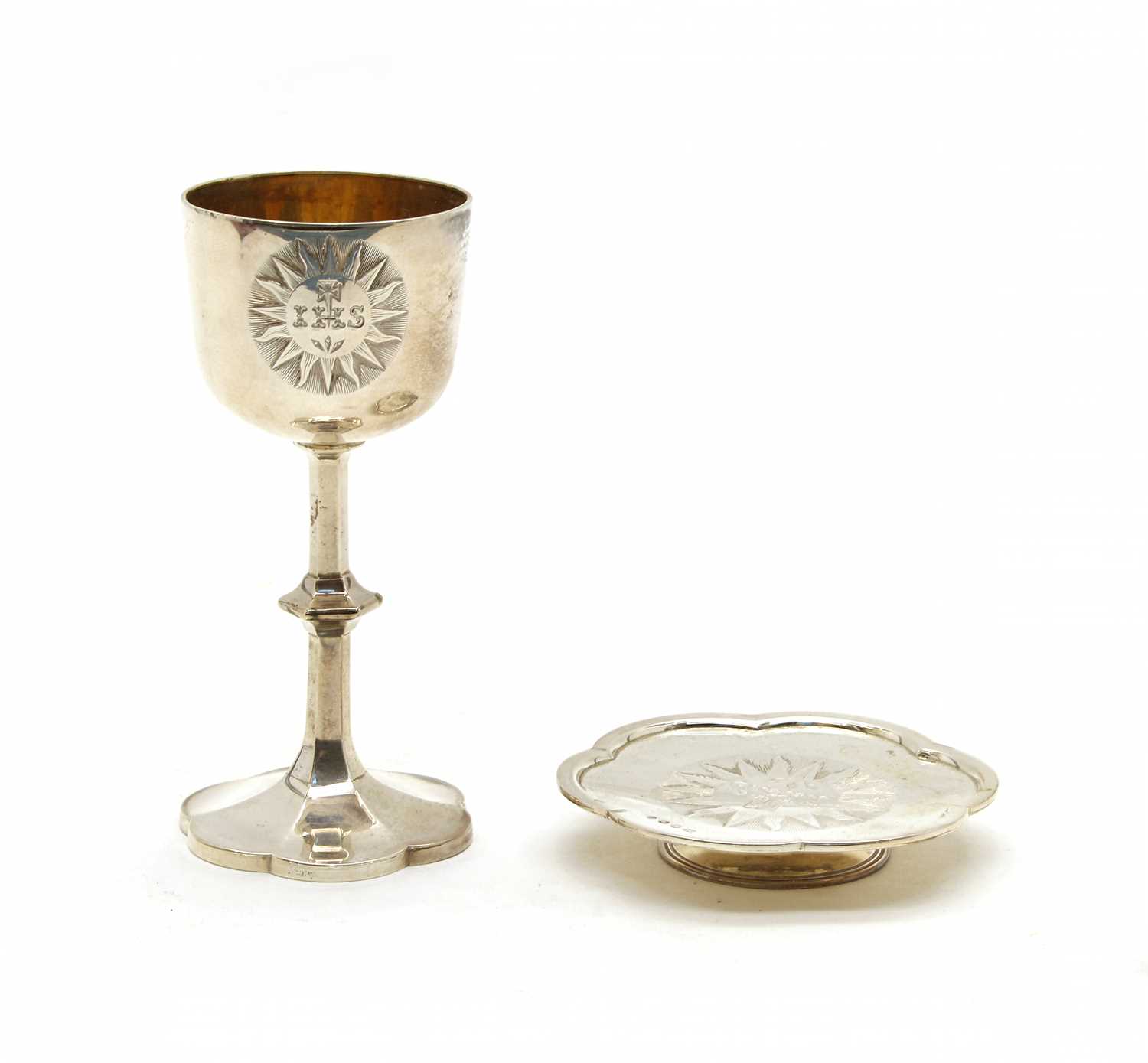 Lot 3 - An early Victorian silver communion cup and patten