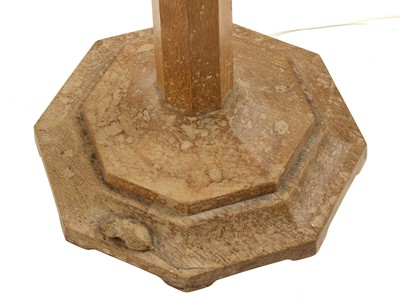Lot 108 - A Robert 'Mouseman' Thompson oak standard lamp