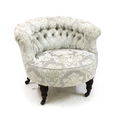 Lot 405 - A Victorian low upholstered button back chair